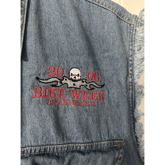 2006 Daytona Bike Week Sleeveless Denim Biker Shirt Pockets Men’s Size Medium - Picture 4 of 5